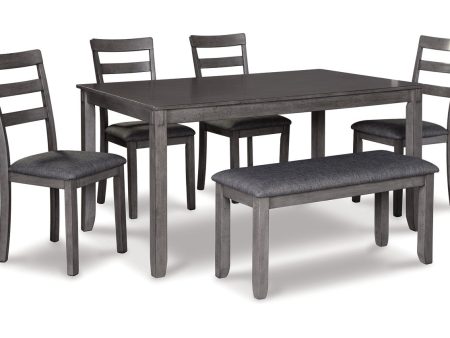 Bridson Gray Dining Table and Chairs with Bench Hot on Sale