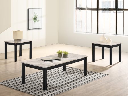 Thurner Marble White 3-Piece Coffee Table Set For Cheap