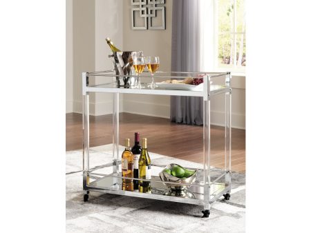 Chaseton Clear Silver Finish Bar Cart Sale