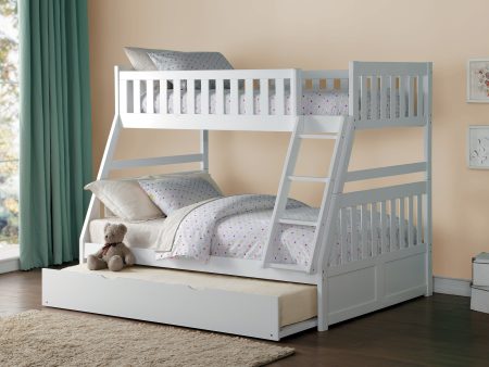 Galen White Twin Full Bunk Bed with Twin Trundle Sale