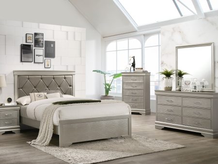 Amalia Champagne Silver Panel Youth Bedroom Set For Sale