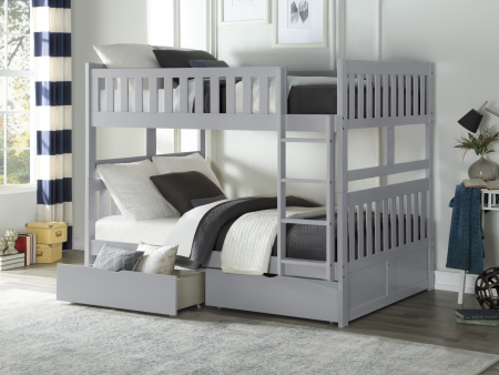 Orion Gray Full Full Bunk Bed with Storage Boxes Cheap