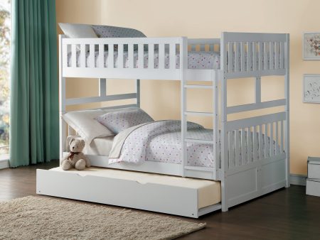 Galen White Full Full Bunk Bed with Twin Trundle Discount