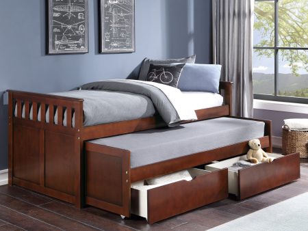 Rowe Dark Cherry Twin Twin Bed with Storage Boxes For Sale