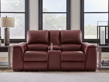 Alessandro Garnet Power Reclining Loveseat with Console Fashion