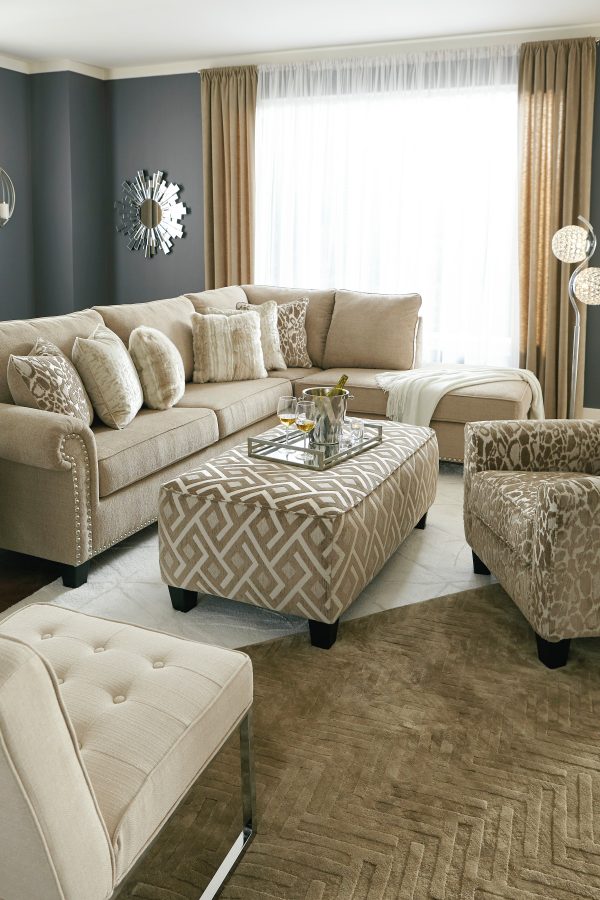 Dovemont Putty 2-Piece RAF Chaise Sectional For Sale