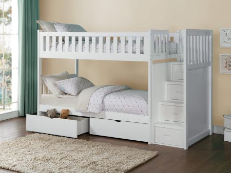 Galen White Twin Twin Step Bunk Bed with Storage Boxes Online