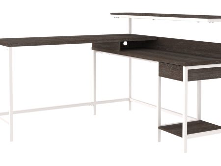 Dorrinson Two-tone Home Office L-Desk with Storage For Cheap