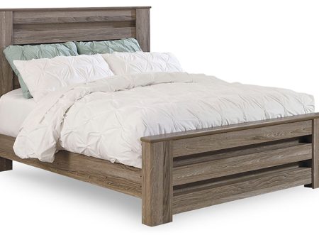 Zelen Warm Gray Queen Panel Bed Discount