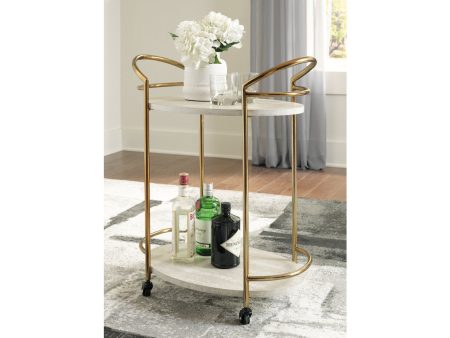 Tarica Cream Gold Finish Bar Cart Online now