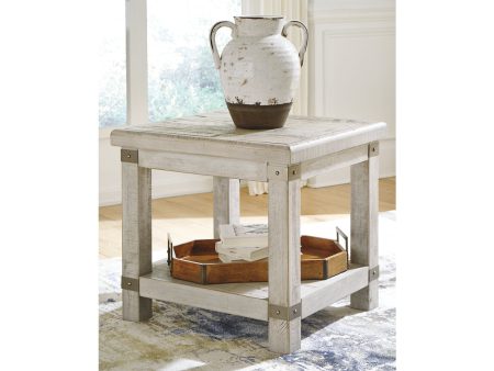 Carynhurst White Wash Gray End Table Discount