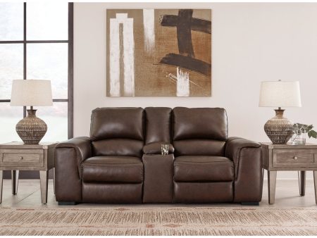 Alessandro Walnut Power Reclining Loveseat with Console Online now