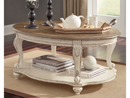 Realyn White Brown Coffee Table Sale