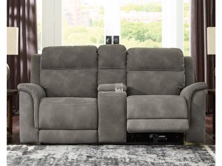 Next-Gen DuraPella Slate Power Reclining Loveseat with Console For Sale