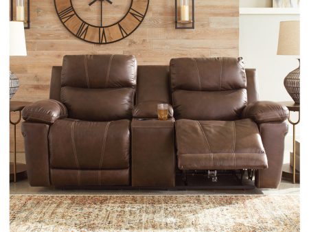 Edmar Chocolate Power Reclining Loveseat with Console Online Sale