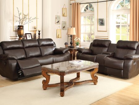 Marille Brown Bonded Leather Reclining Living Room Set Online