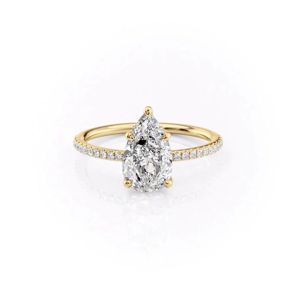 The Pave Ashley Set With A 2 Carat Pear Moissanite on Sale