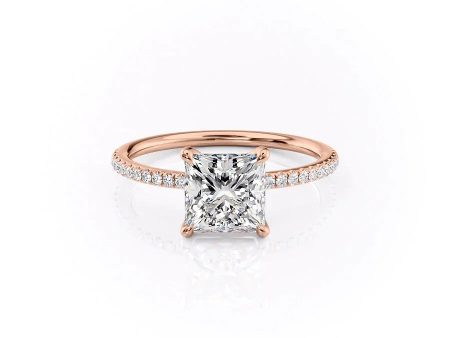 The Pave Ashley Set With A 5 Carat Princess Moissanite on Sale