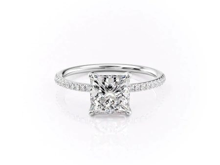 The Pave Ashley Set With A 2.5 Carat Princess Moissanite Online Hot Sale