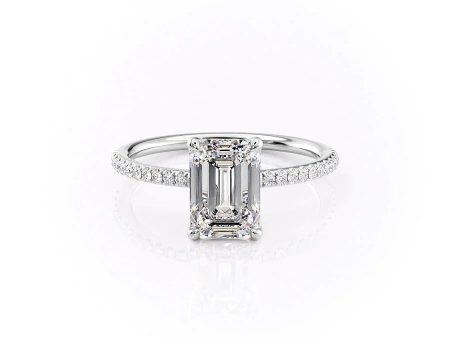 The Pave Ashley Set With A 4 Carat Emerald Moissanite Online Sale