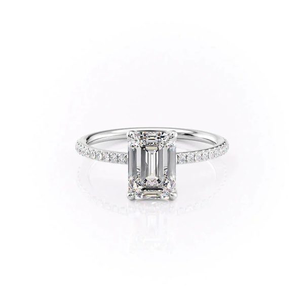 The Pave Ashley Set With A 4 Carat Emerald Moissanite Online Sale